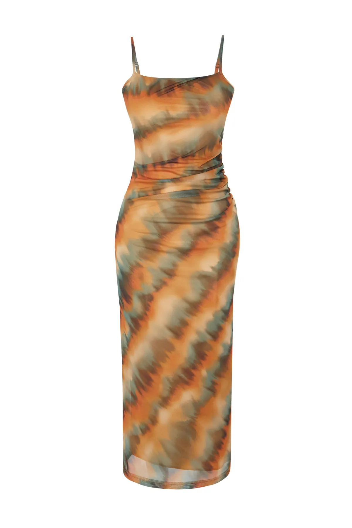 Trendyol Collection  Gefüttertes Tüllkleid mit mehrfarbigem Farbverlaufsmuster TPRSS24EL00011
