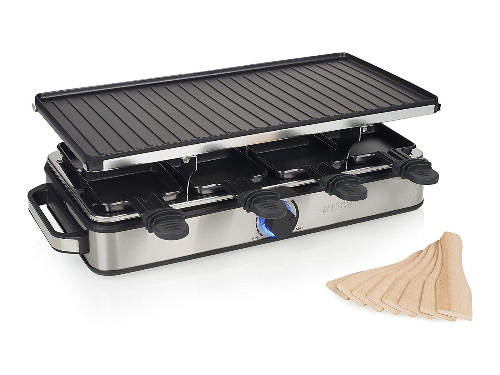 PRINCESS Raclette, Gerät für 2-8 Personen Tischgrill Grillplatte wendbar Camping geeignet