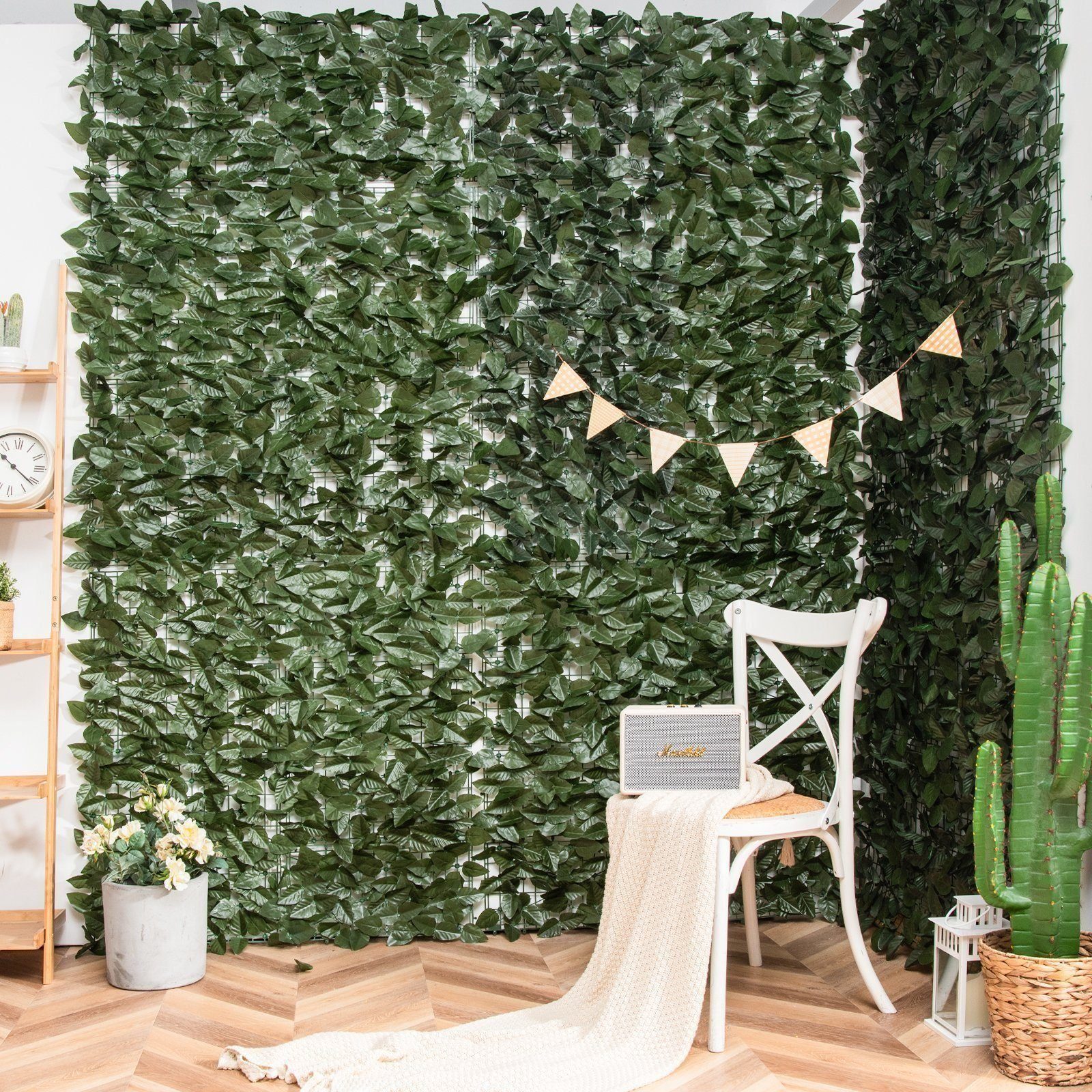 BlingBin Balkonsichtschutz Sichtschutzhecke Windschutz Efeu Sichtschutz Blätterzaun 1x3M LxH: 300x100 cm, für Balkon und Terrasse