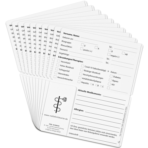 NOTFALL-INFO-Kartenhülle für die Gesundheitskarte  10 St