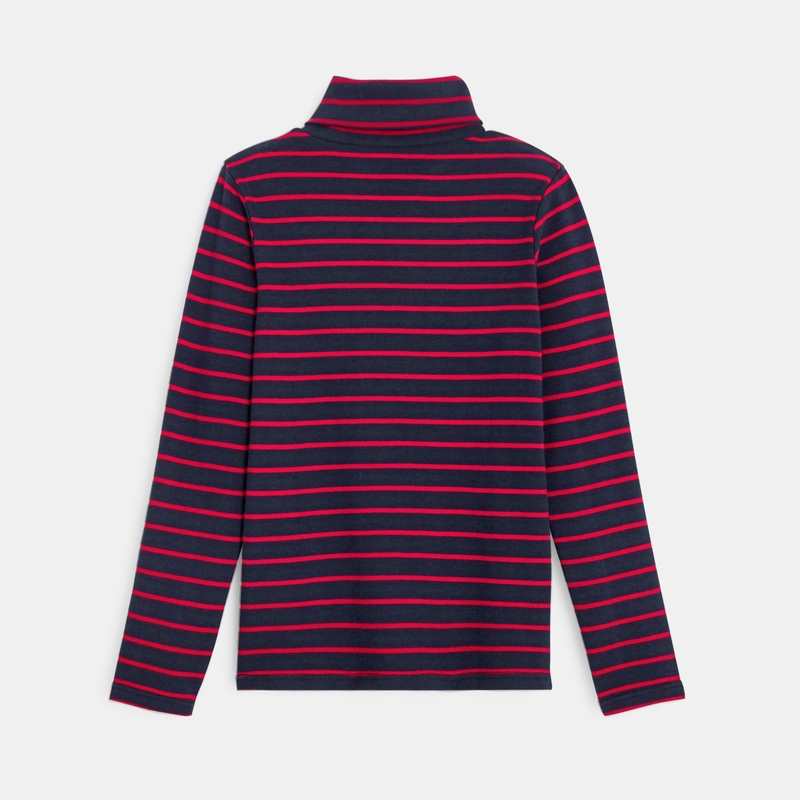 T-shirt col roulé rayé rouge garçon