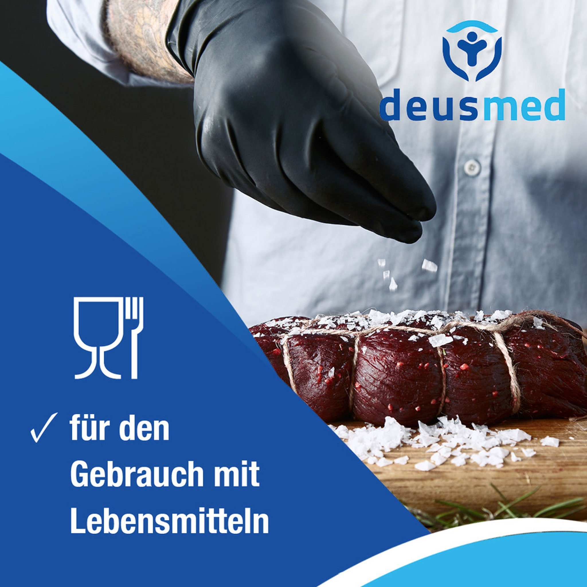 Deus21 Einweghandschuhe Nitril Handschuhe Einweghandschuhe Schwarz - Latex- & Puderfrei