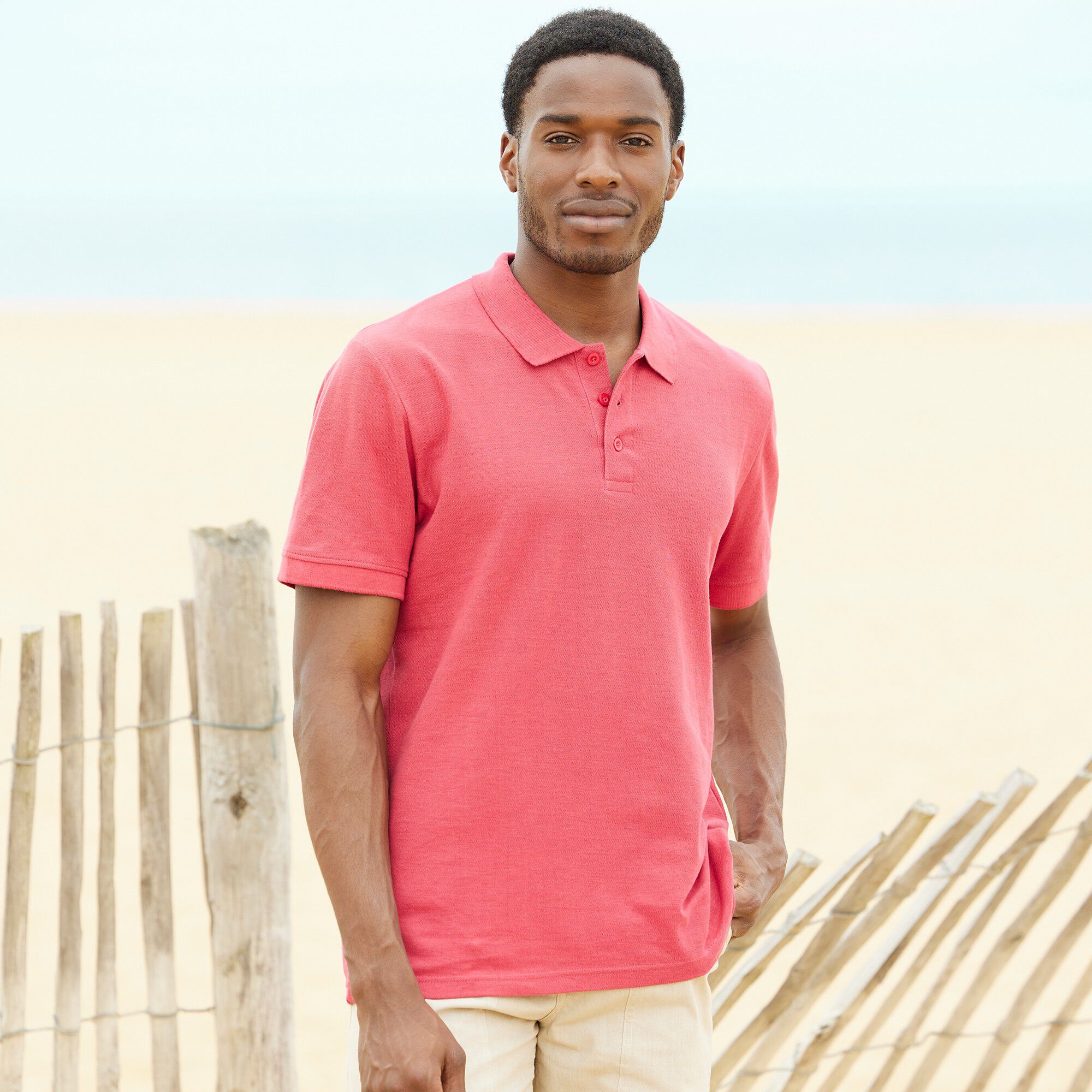 Polo uni maille piquée manches courtes