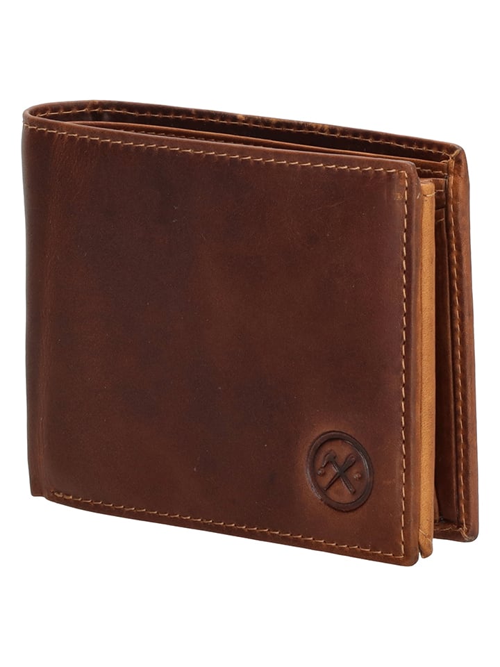 HIDE & STITCHES Leder-Geldbörse in Cognac - (B)11,5 x (H)9 x (T)2 cm günstig kaufen onesize