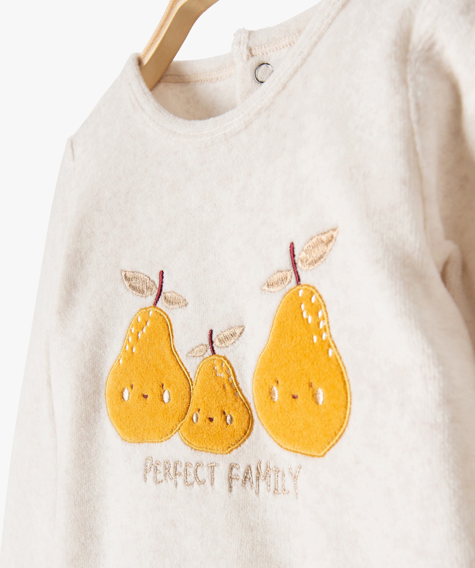 Pyjama en velours 2 pièces imprimées poires bébé beige | GEMO