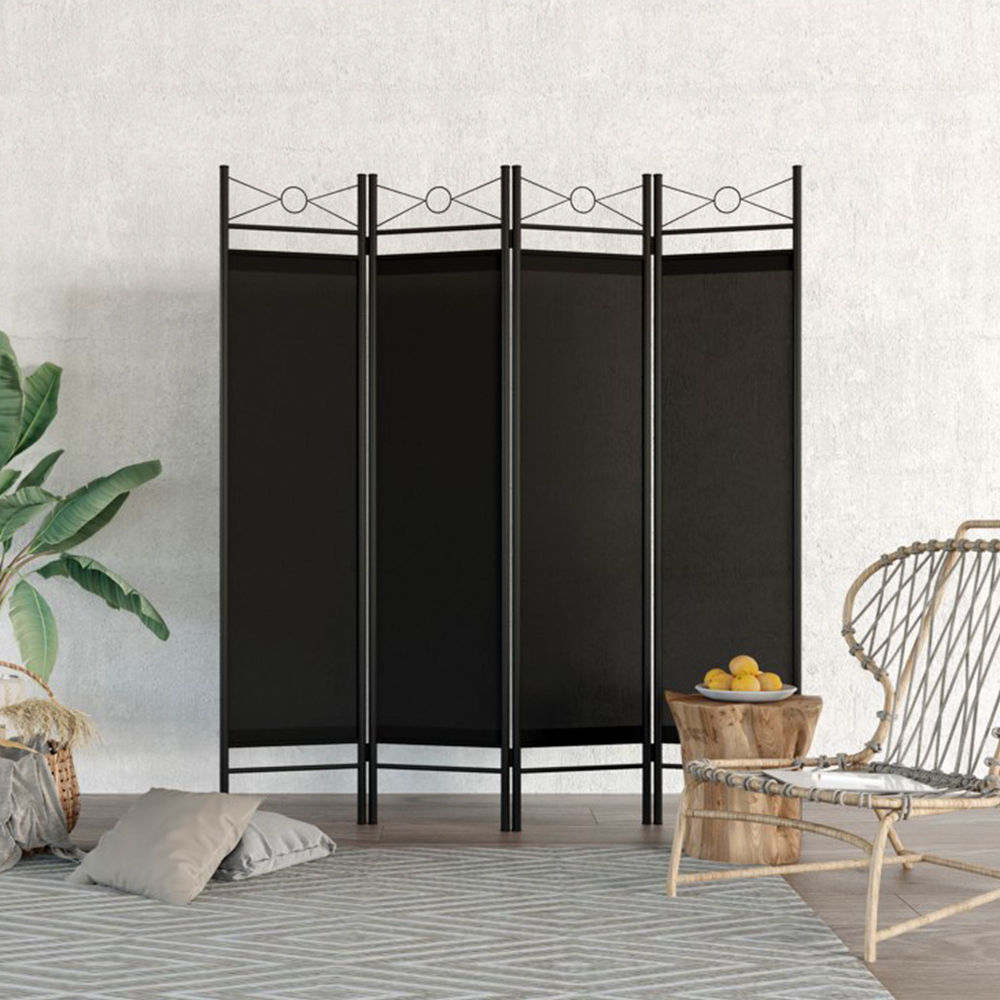 Never Indoor Paravent 4-teilige Raumteiler 180 x 163 cm schwarz