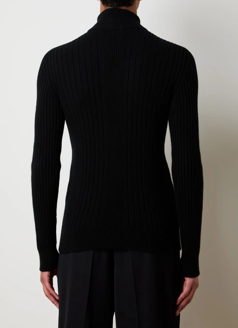 Maglione Balmain in cashmere a coste con mezza zip