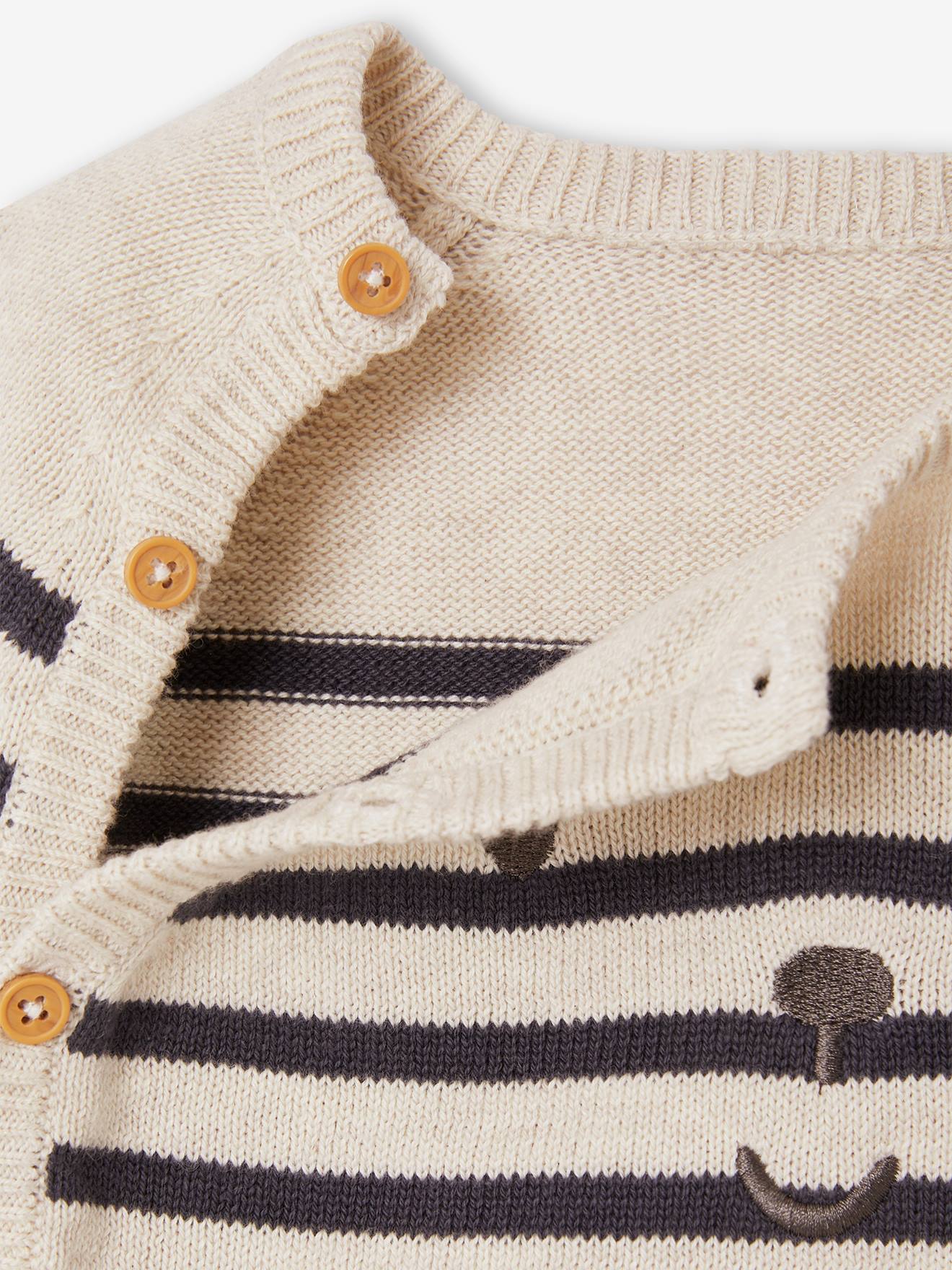 Vertbaudet Baby Ringelpullover Oeko-Tex - beige meliert