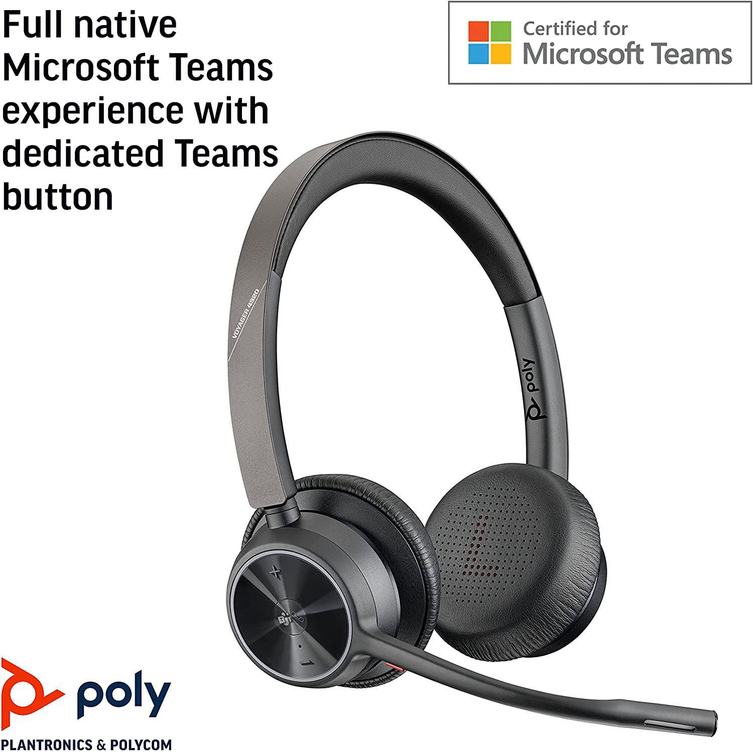 Poly Voyager 4320 UC Wireless-Headset (Freisprechfunktion, A2DP Bluetooth, AVRCP Bluetooth, HFP, HSP)