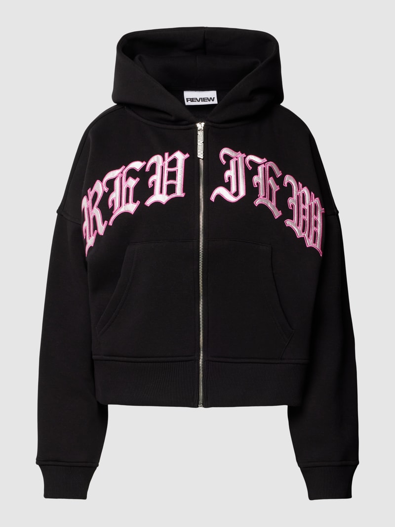 Sweatjacke mit Label-Detail in schwarz