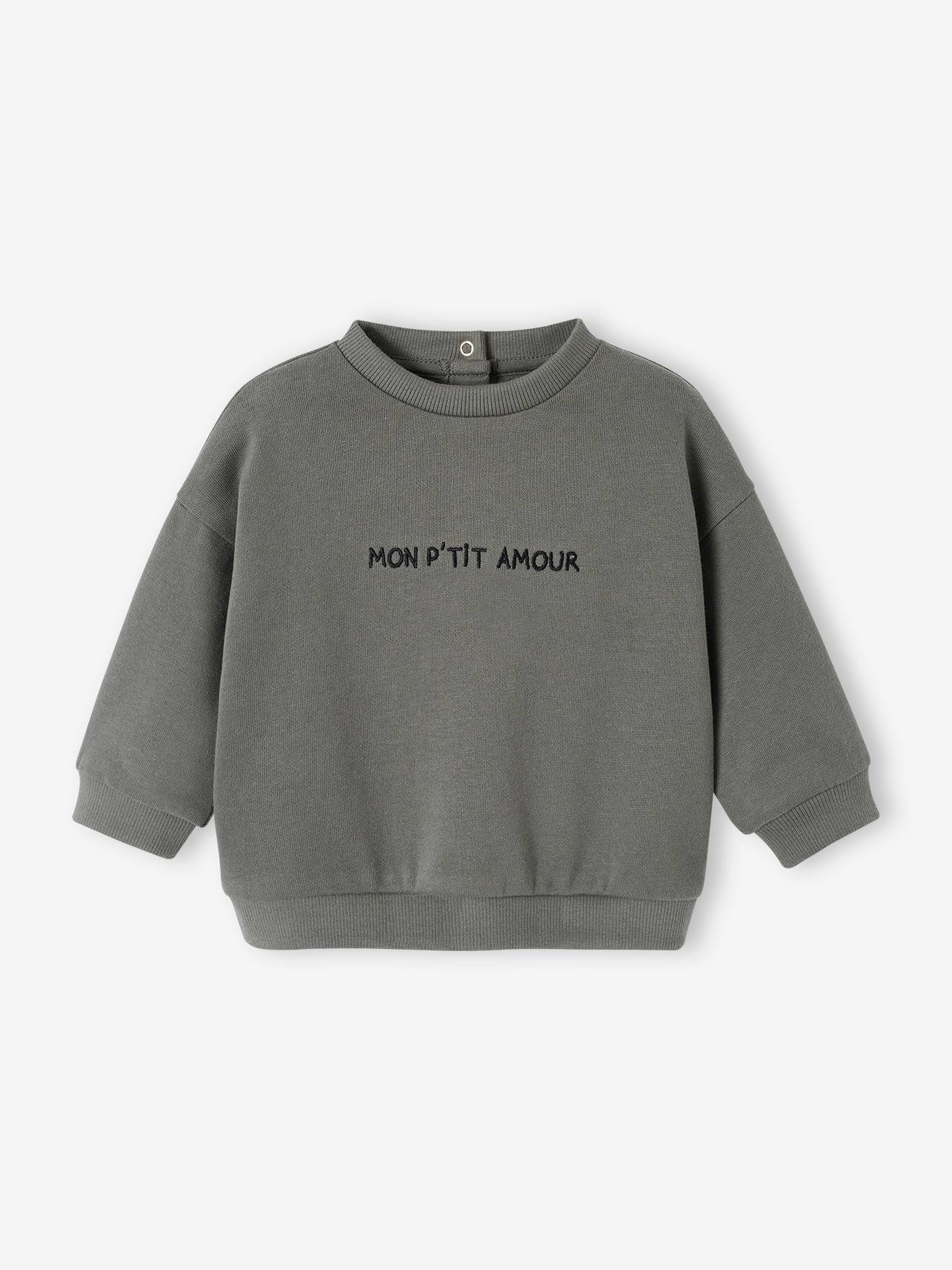 Sweat personnalisable bébé vert de gris