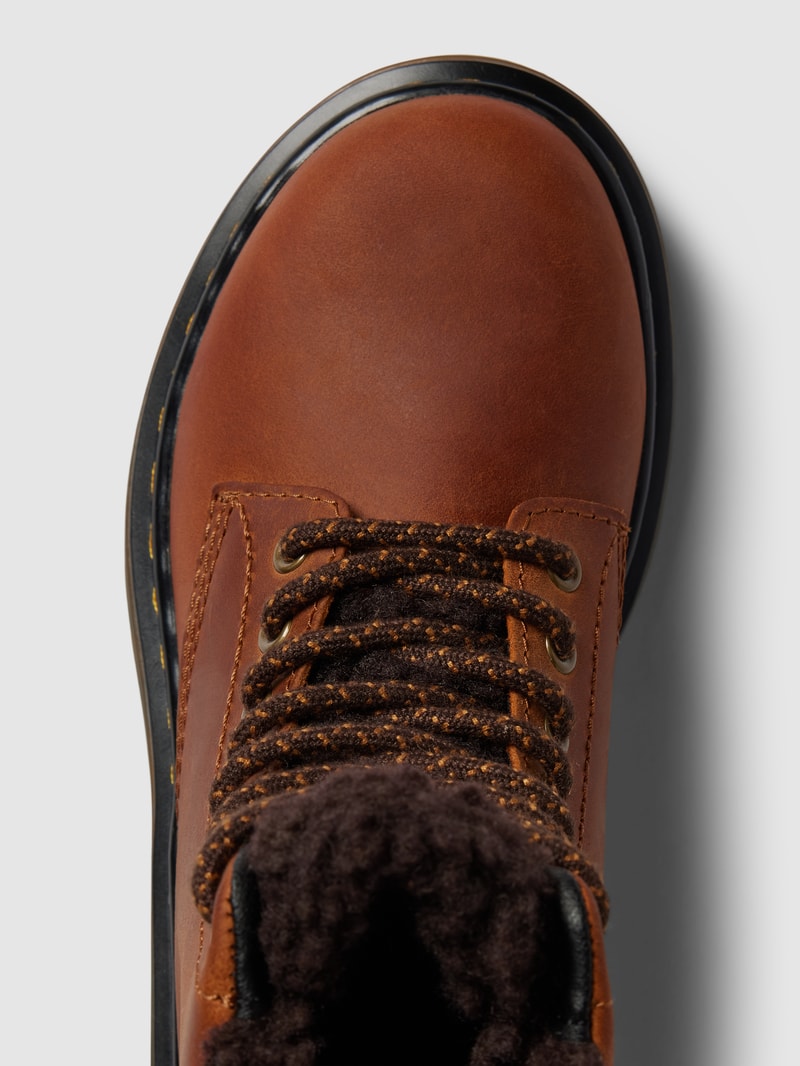 Schnürboots aus Leder mit Ziernähten Modell 'Serena' in mittelbraun