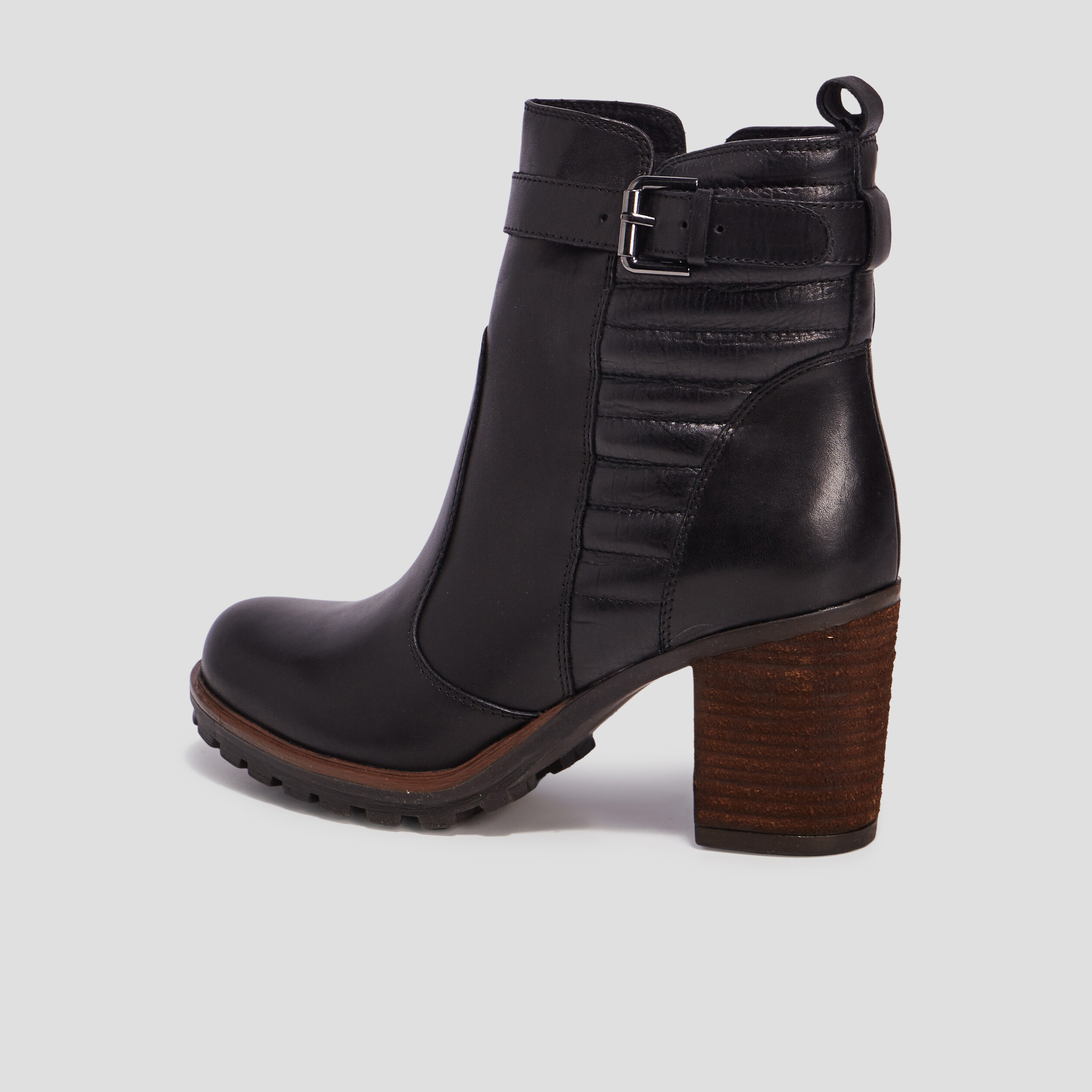 Bottines à talons en cuir noir femme | La Halle