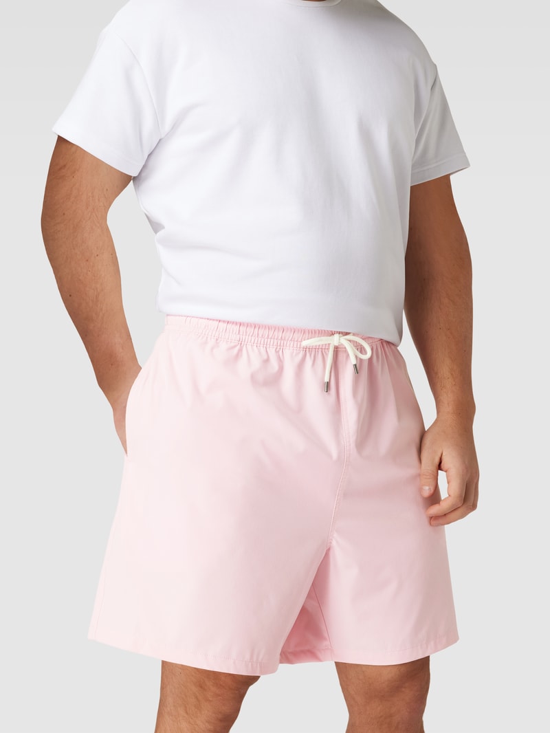 PLUS SIZE Badehose mit Label-Stitching Modell 'TRAVELER' in rosa
