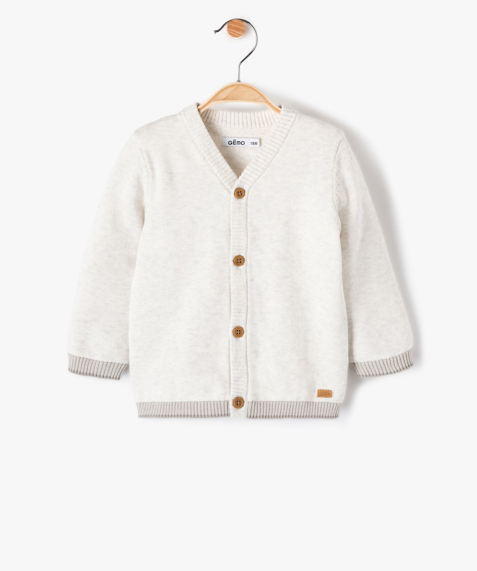 Gilet bébé Garçon avec finitions contrastantes gris clair | GEMO