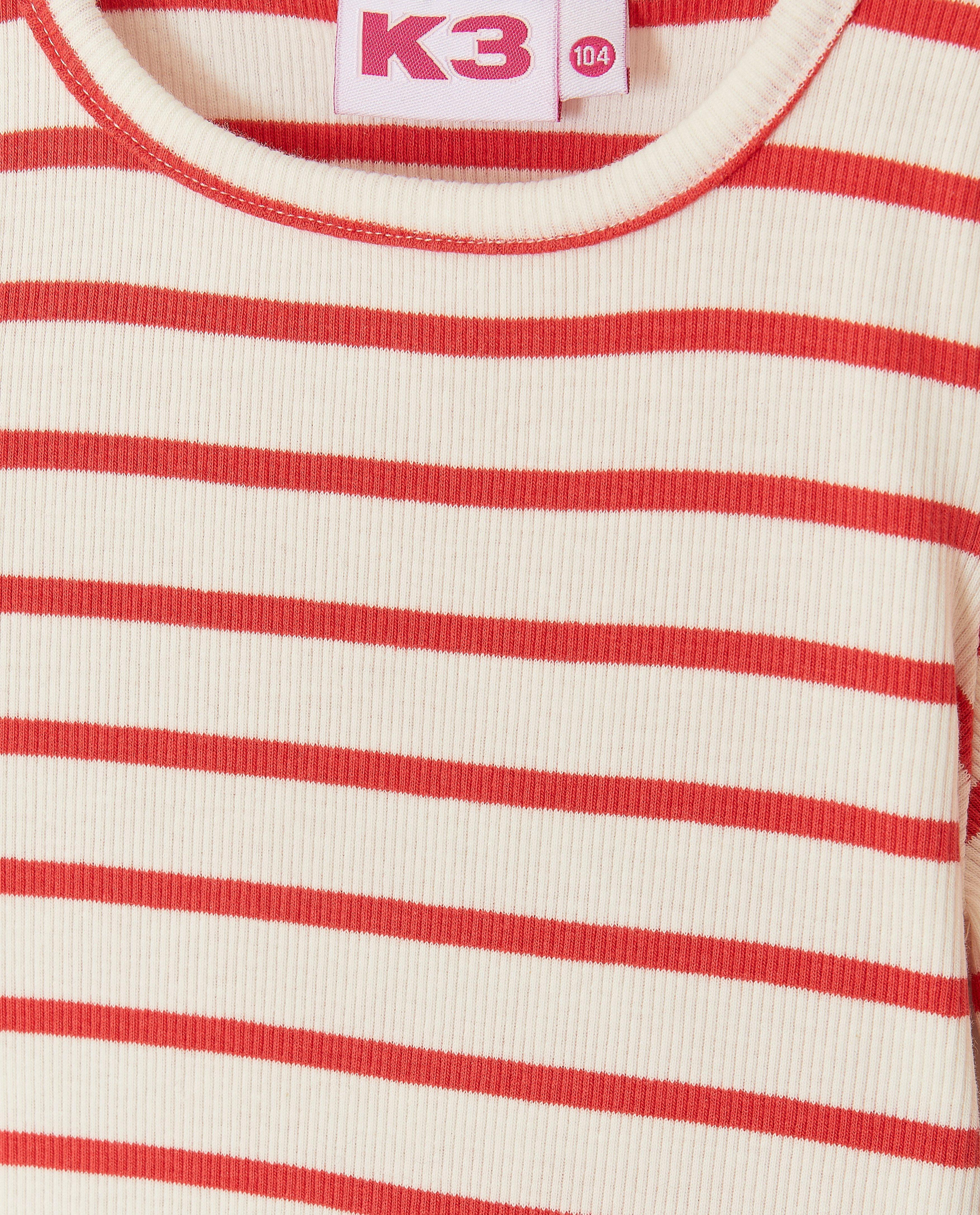 Tricou K3 cu nervuri fine Cei 3 purceluși roșu deschis