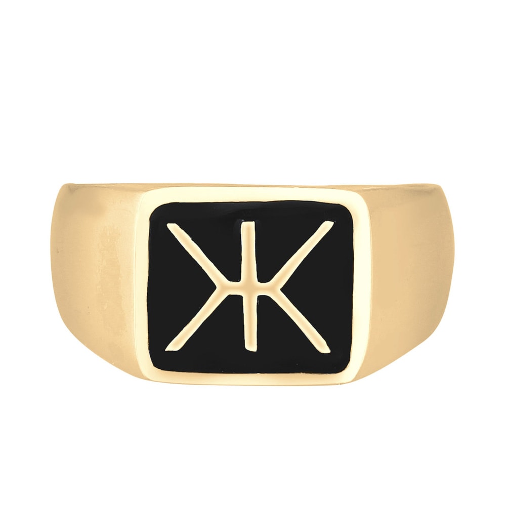 KUZZOI KUZZOI Bague Bague chevalière homme logo tendance avec émail en argent sterling 9 Bague