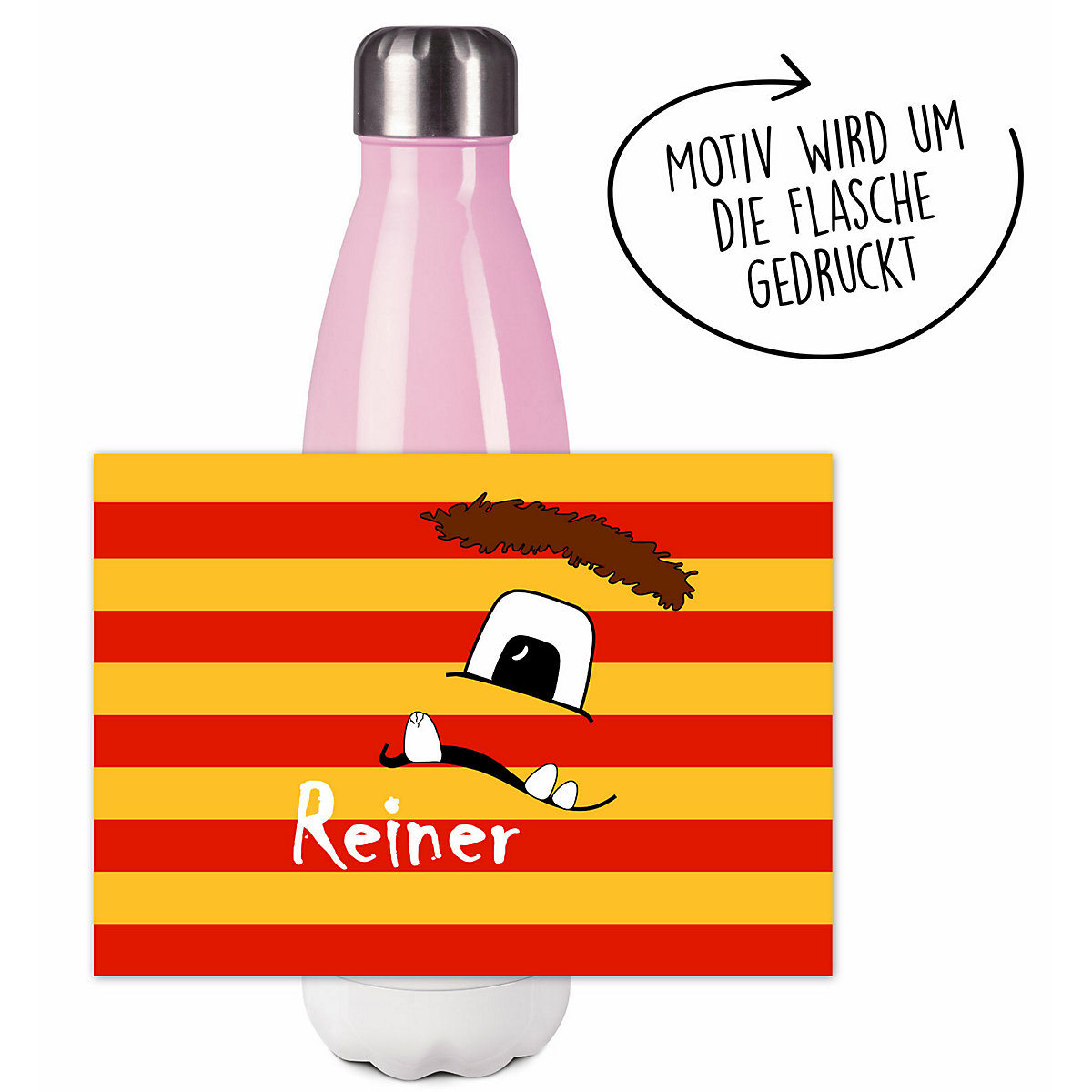 Edelstahl Kinder Thermoflasche / Trinkflasche bunt Monster Streifen Farbe rot gelb Spülmaschinenfest, Auslaufsicher, Bruchfest, Doppelwandig, Für Heißgetränke geeignet, Mit Deckel, Isoliert
