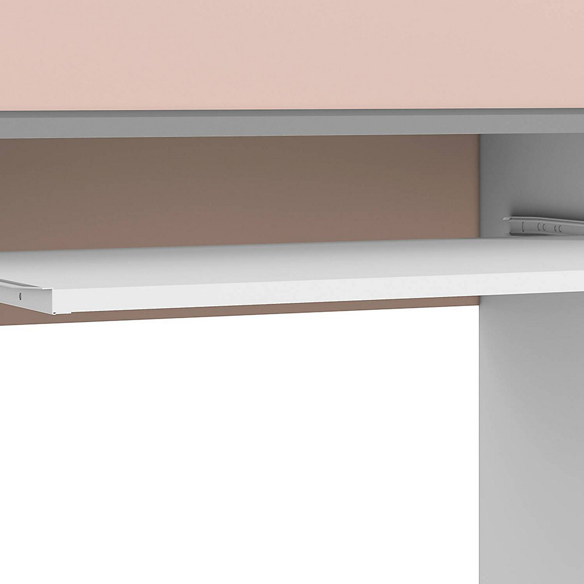Kinderzimmer Schreibtich grau INGOLSTADT-131 mit Absetzungen in rosa, B/H/T: ca. 120/91/52 cm