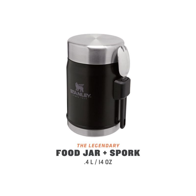 Stanley Food Jar, Classic Legendary Food Jar + Spork 14oz \/ 400ml Matte Black Pebble