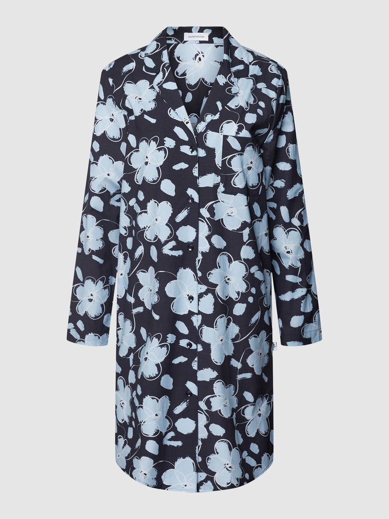 Nachthemd mit floralem Muster Modell 'Woven' in bleu