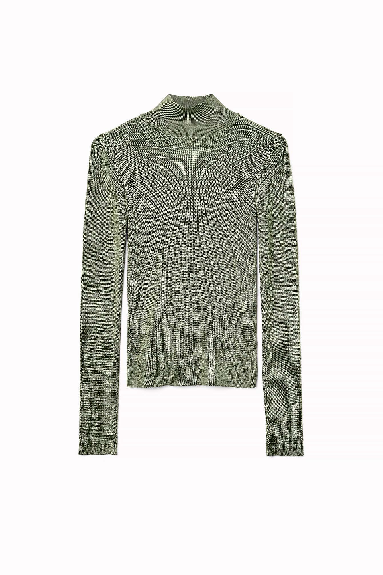 Langärmeliger Rollkragenpullover mit Rippenstrick