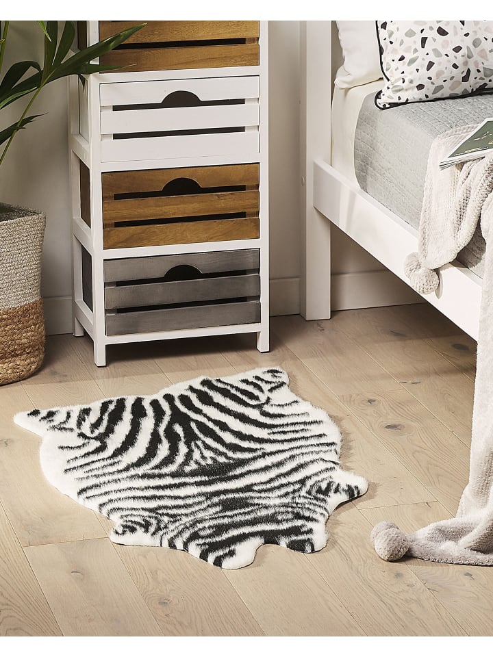 Beliani Schaffell NAMBUNG in Schwarz/Weiß - (W) 60 x (H) 0.5 x (L) 90 cm günstig kaufen onesize