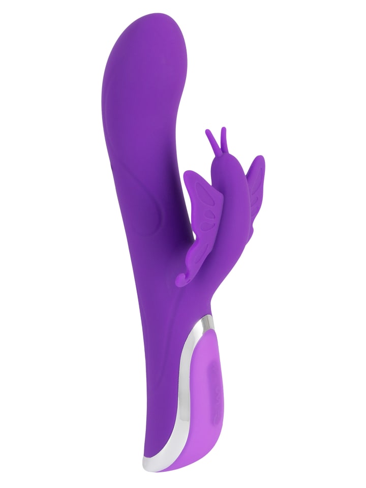 Sweet Smile Vibrator mit Klitorisreizer und Rotation Rechargeable Rotating Vibrator in lila günstig kaufen 23 cm