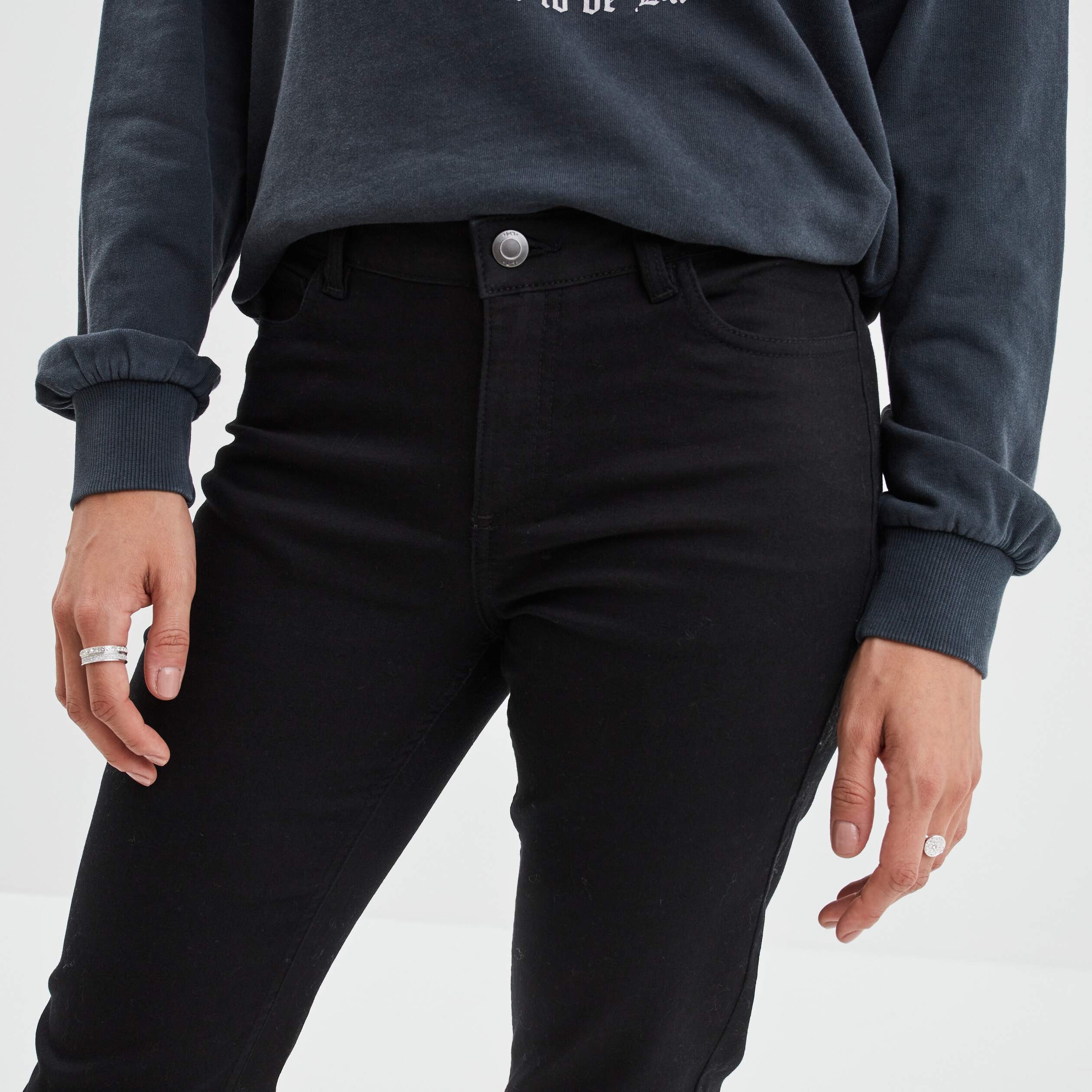 Pantalon slim 5 poches noir femme | La Halle