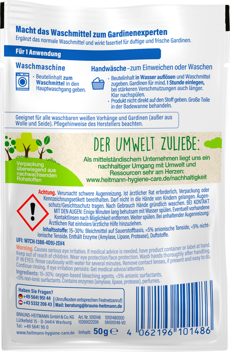 Waschmittel Brillantweiß Vorhänge & Gardinen, 50 g