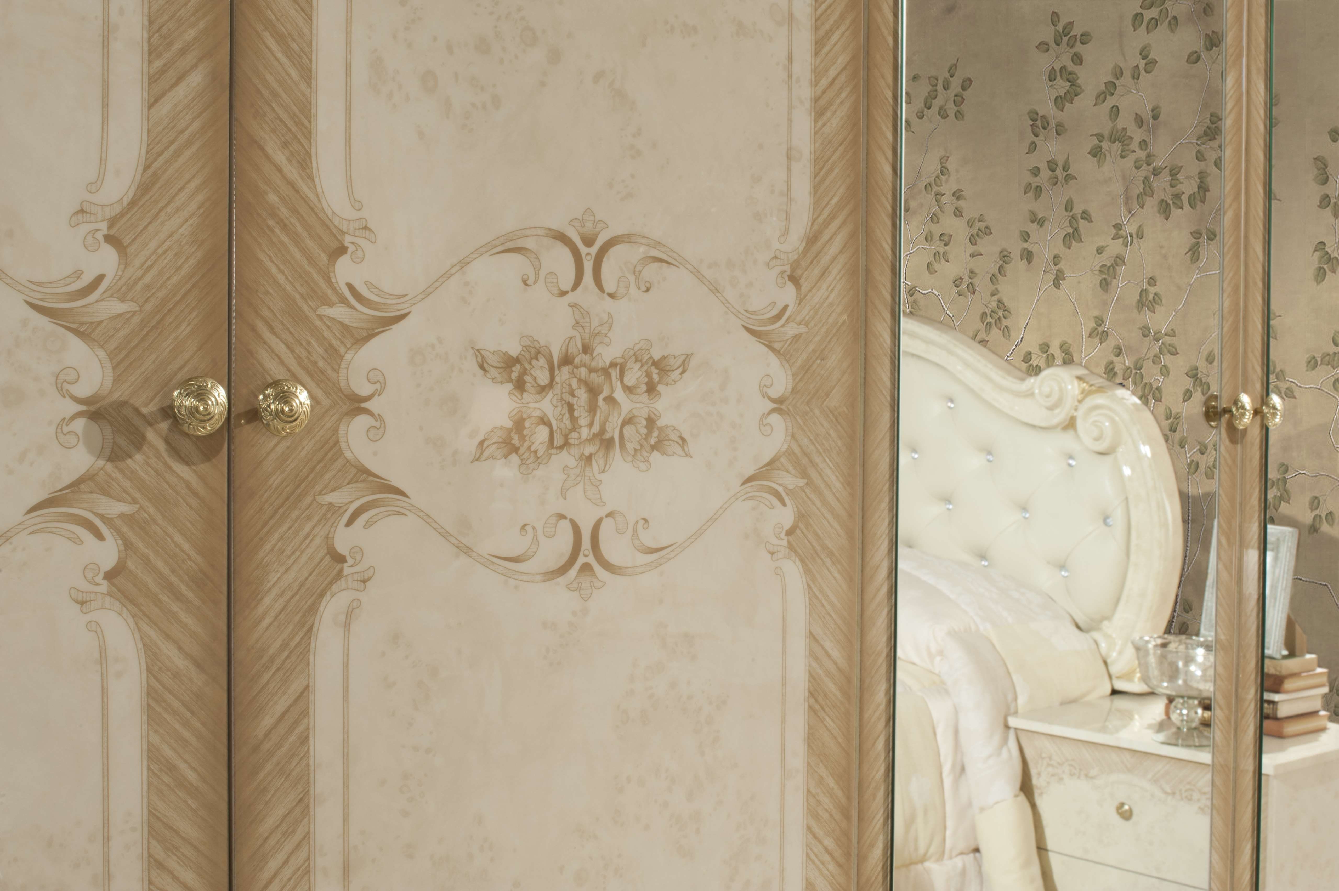 Interdesign24 Schlafzimmer-Set Lavinia, im klassischen Barock Stil Beige Hochglanz 6-Teilig