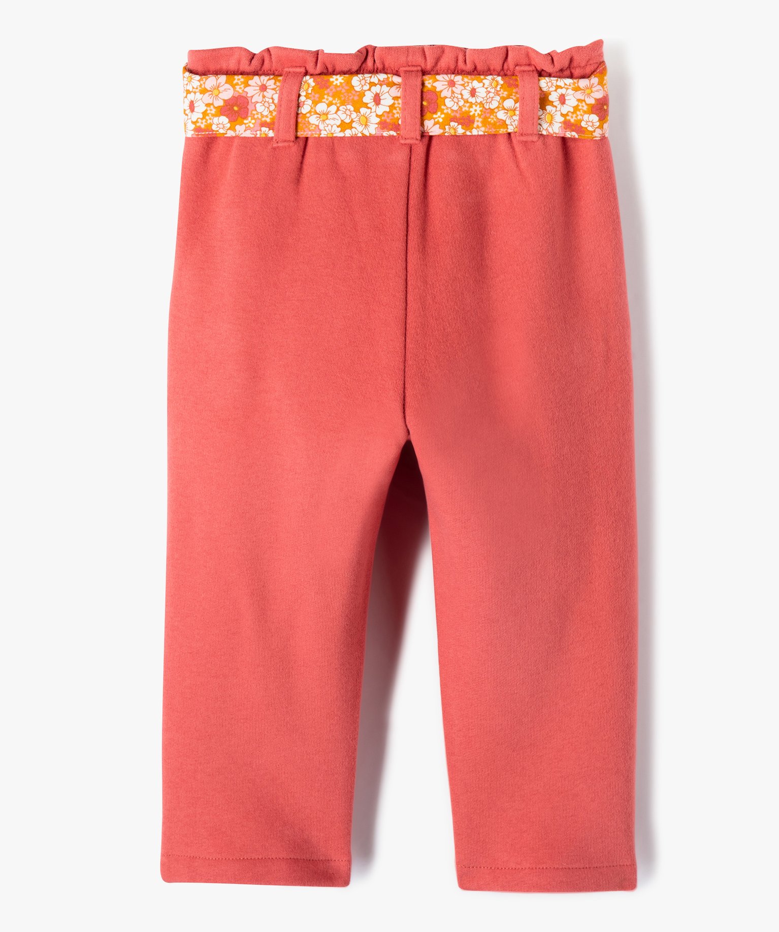 Pantalon carotte en molleton avec ceinture fleurie bébé fi... rose fonce | GEMO