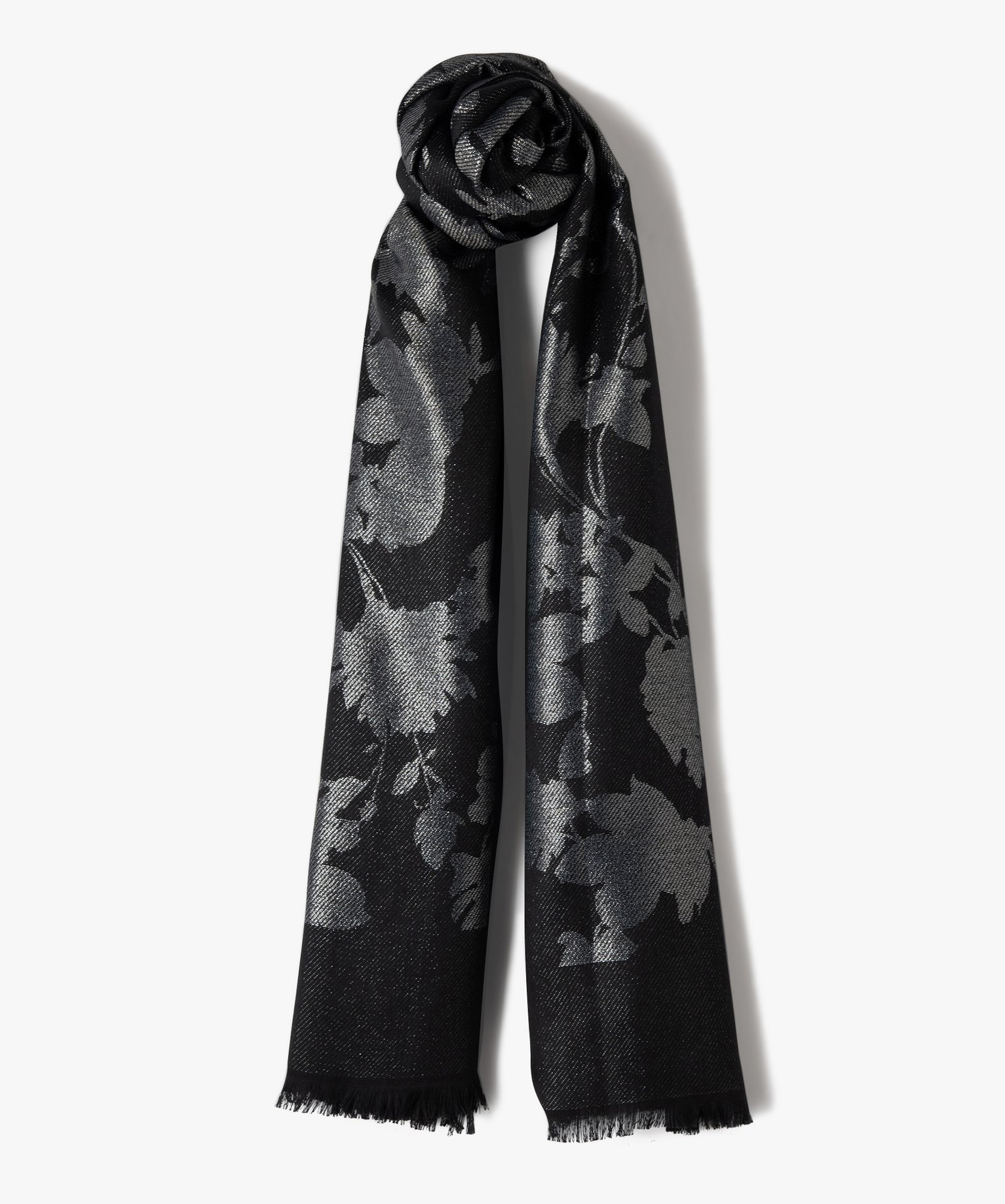 Foulard scintillant à motifs fleuris femme noir | GEMO