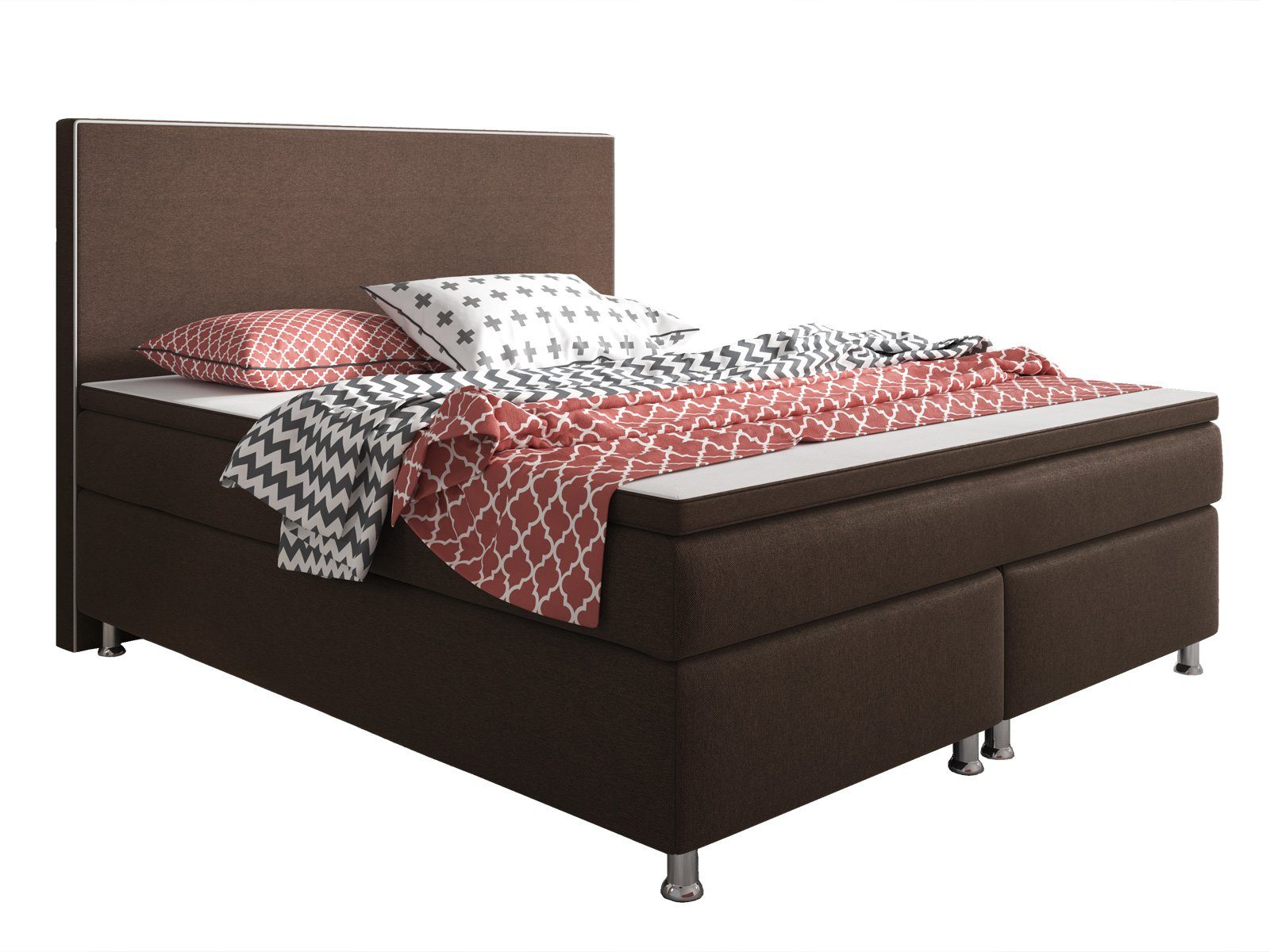 interbed Boxspringbett King Size 180x200 cm 7 Zonen Taschenfederkern Matratze inkl.Topper
