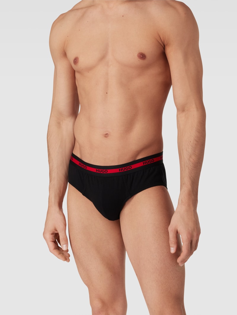 Slip mit elastischem Logo-Bund im 3er-Pack in rot