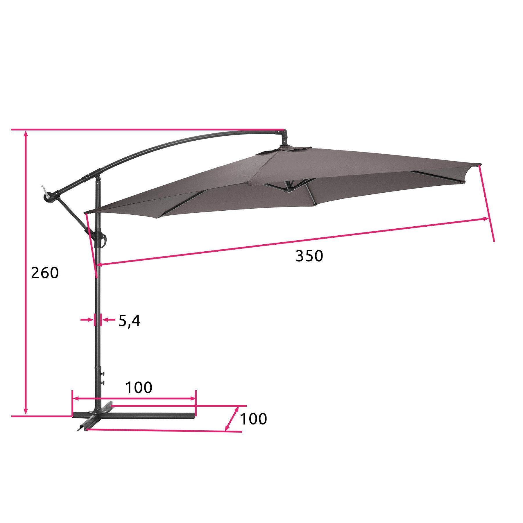 tectake Sonnenschirm Ciccio, Komplettset, inkl. Schirmstände, Fuß und Schutzhülle, Kurbel
