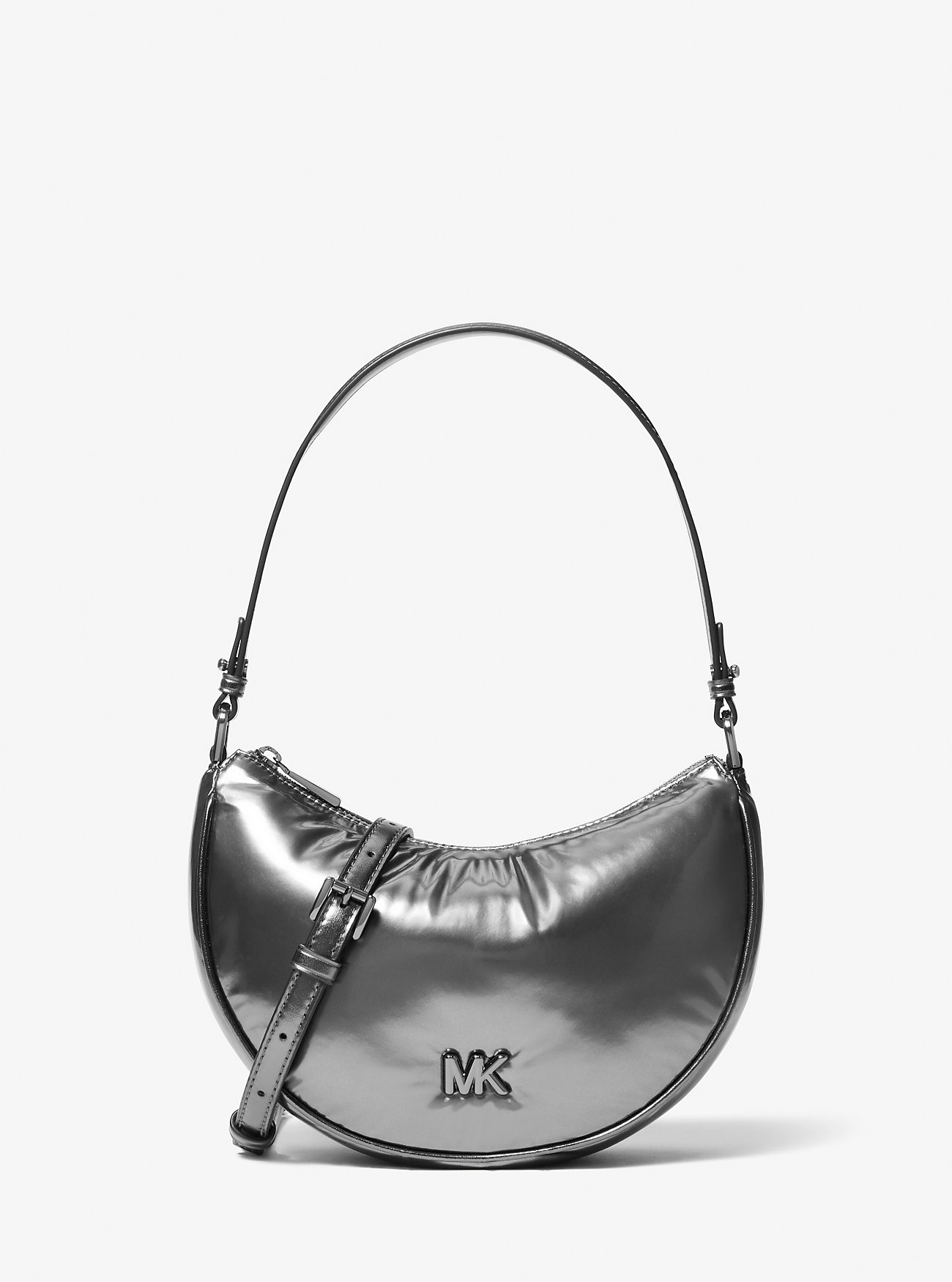 Kyla liten puffy metallisk konvertibel veske – GUNMETAL