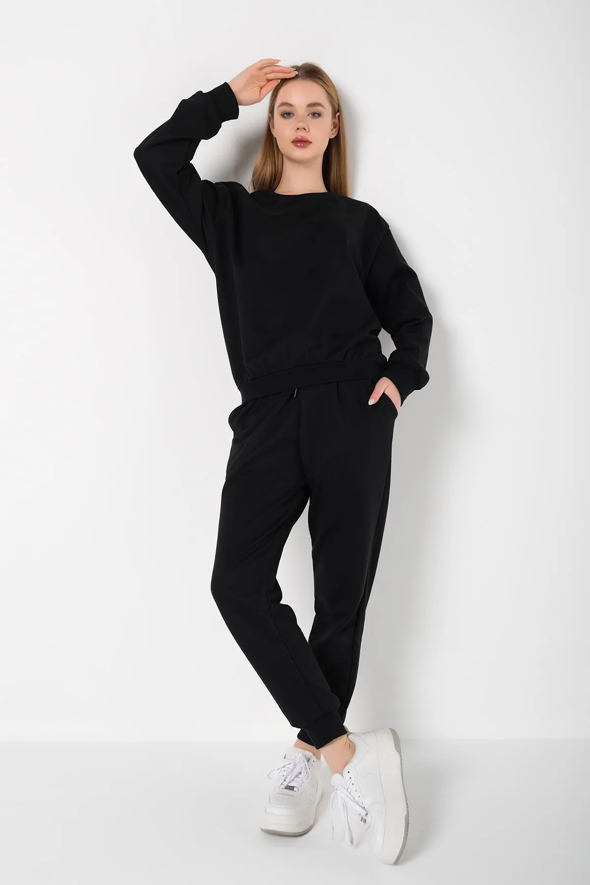Know  Damen-Pyjama-Set aus schwarzer Baumwolle