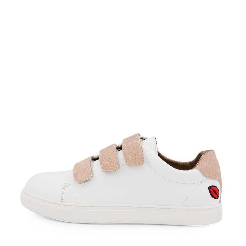 Baskets en cuir Edith blanc/glitter or