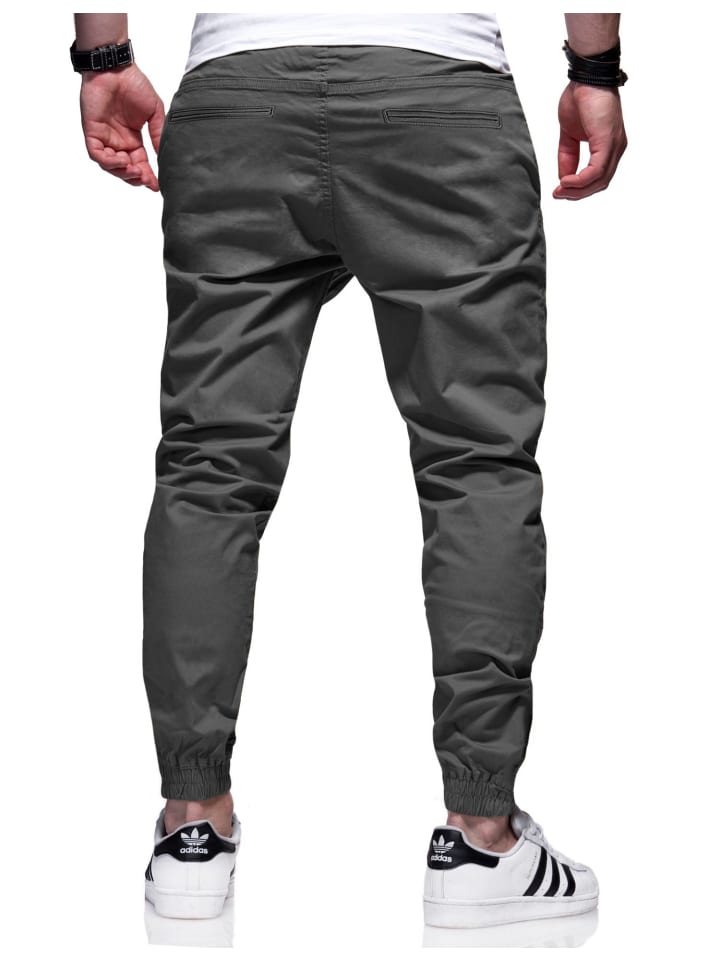behype Chinohose - BHFORLI Jogger Chino Jeans Hose Stoffhose in Dark Grey günstig kaufen
