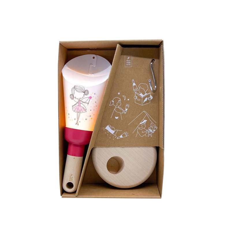 Coffret 5 en 1 lampe nomade petite fée étoilée rose framboise Polochon and cie