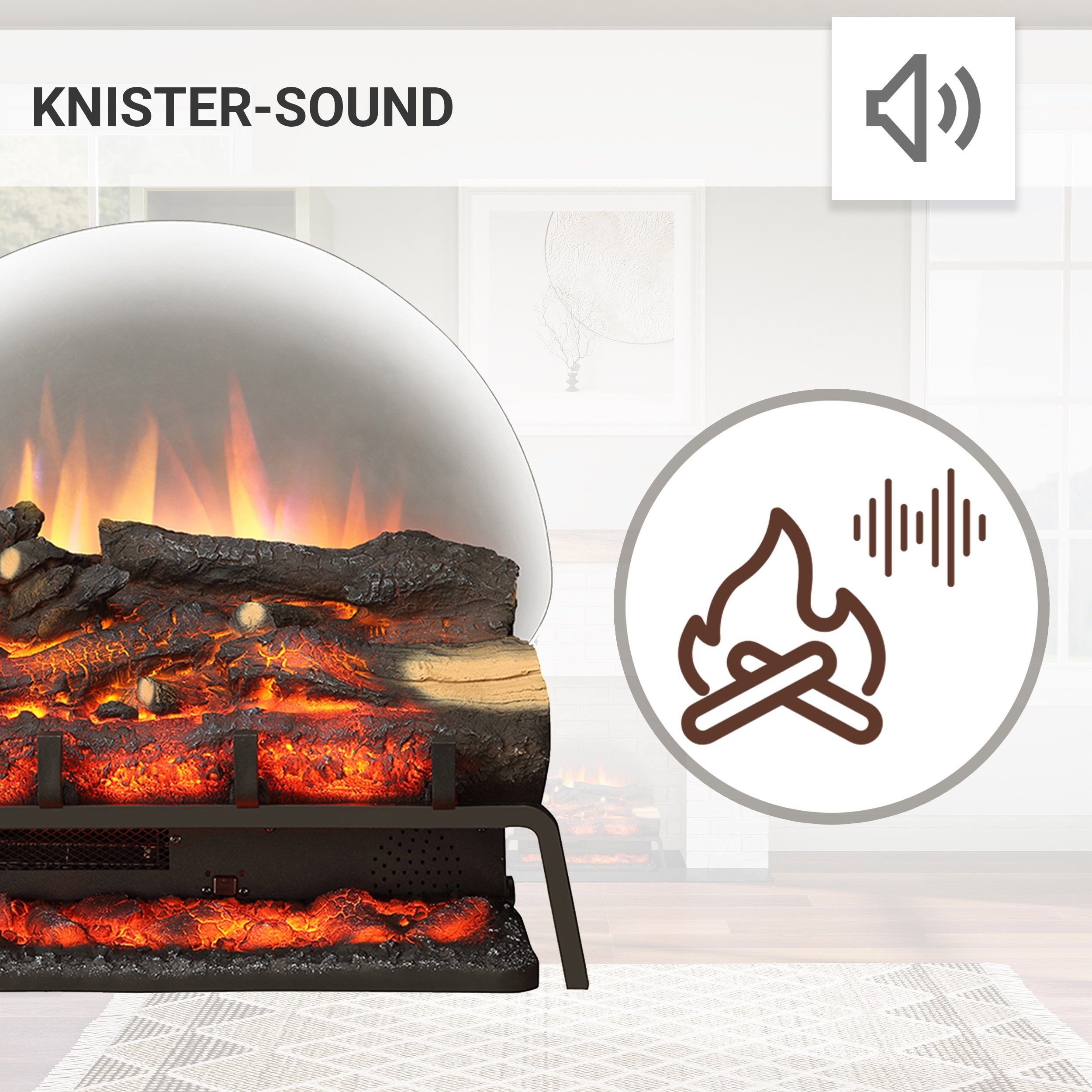 Balderia Elektrokamin Lily, Kamineinsatz mit Heizung 1500W, 3D-Flammeneffekt, LED-Beleuchtung, Fernbedienung, Kanister-Sound