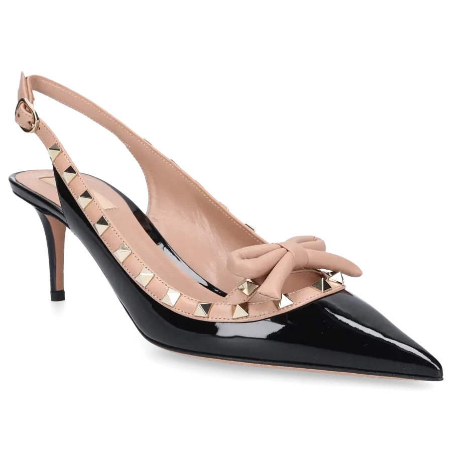 Valentino Garavani - Slingpumps ROCKSTUD BOW Lackleder - schwarz