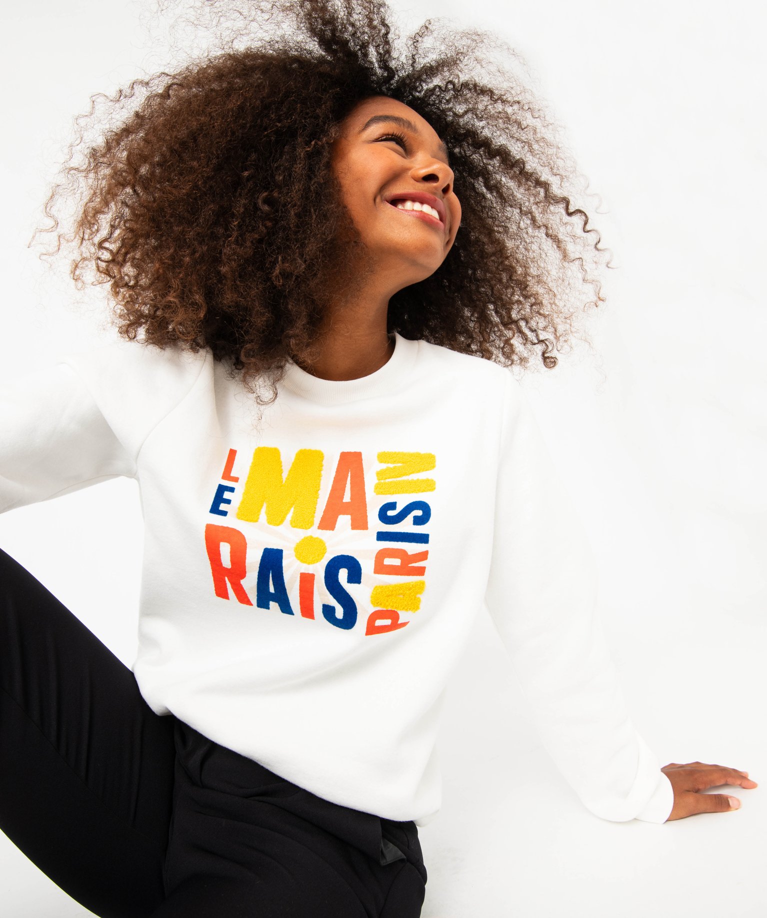 Sweat avec inscription Paris multicolore femme ecru | GEMO