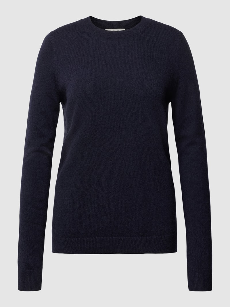 Kaschmirpullover in melierter Optik in dunkelblau