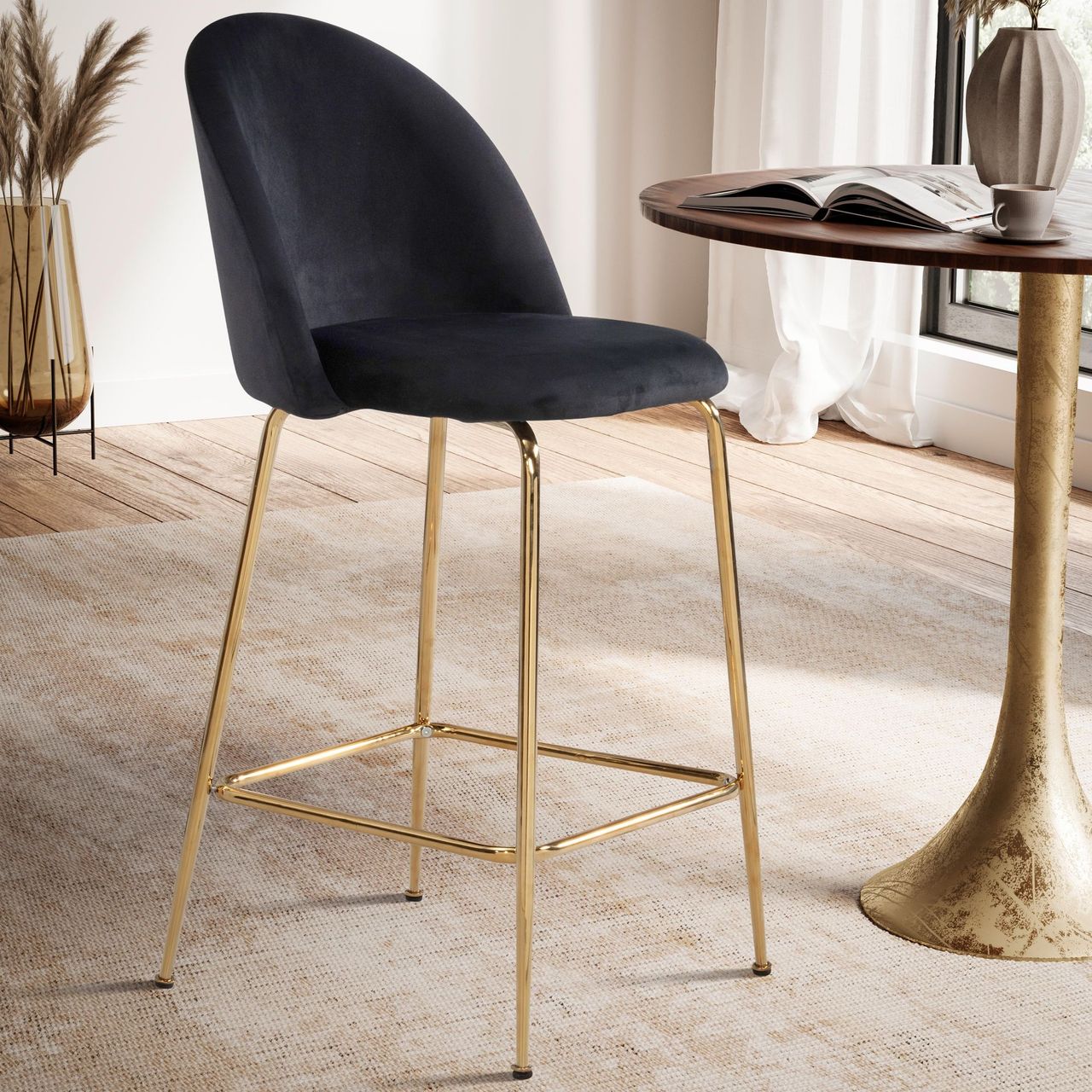 Wohnling Barhocker 2er Set Samt