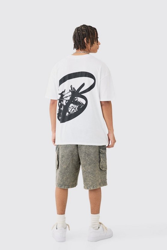 Oversized Extended Neck Dog Back Print T-shirt