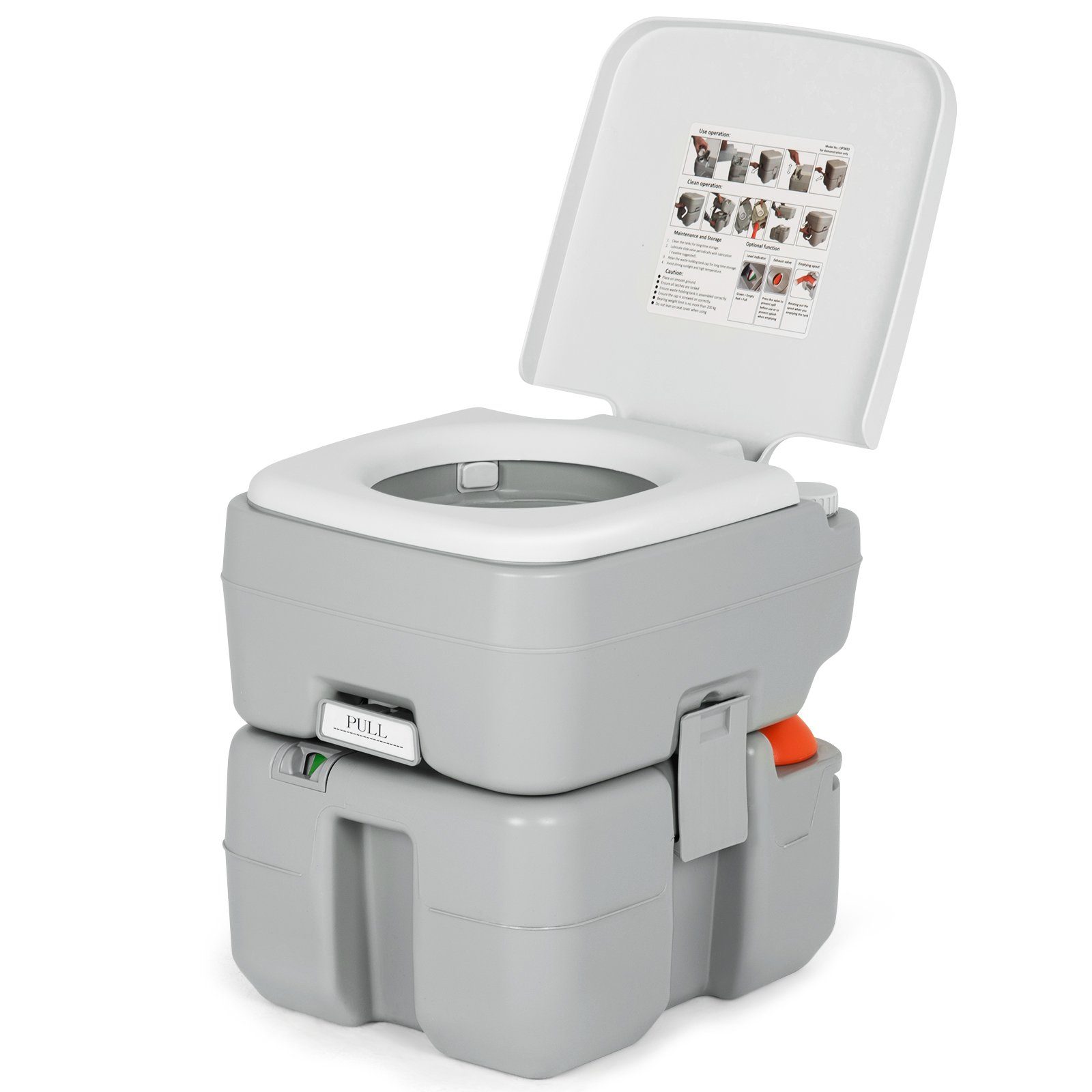 COSTWAY Campingtoilette, mit abnehmbarem Abwassertank, tragbar