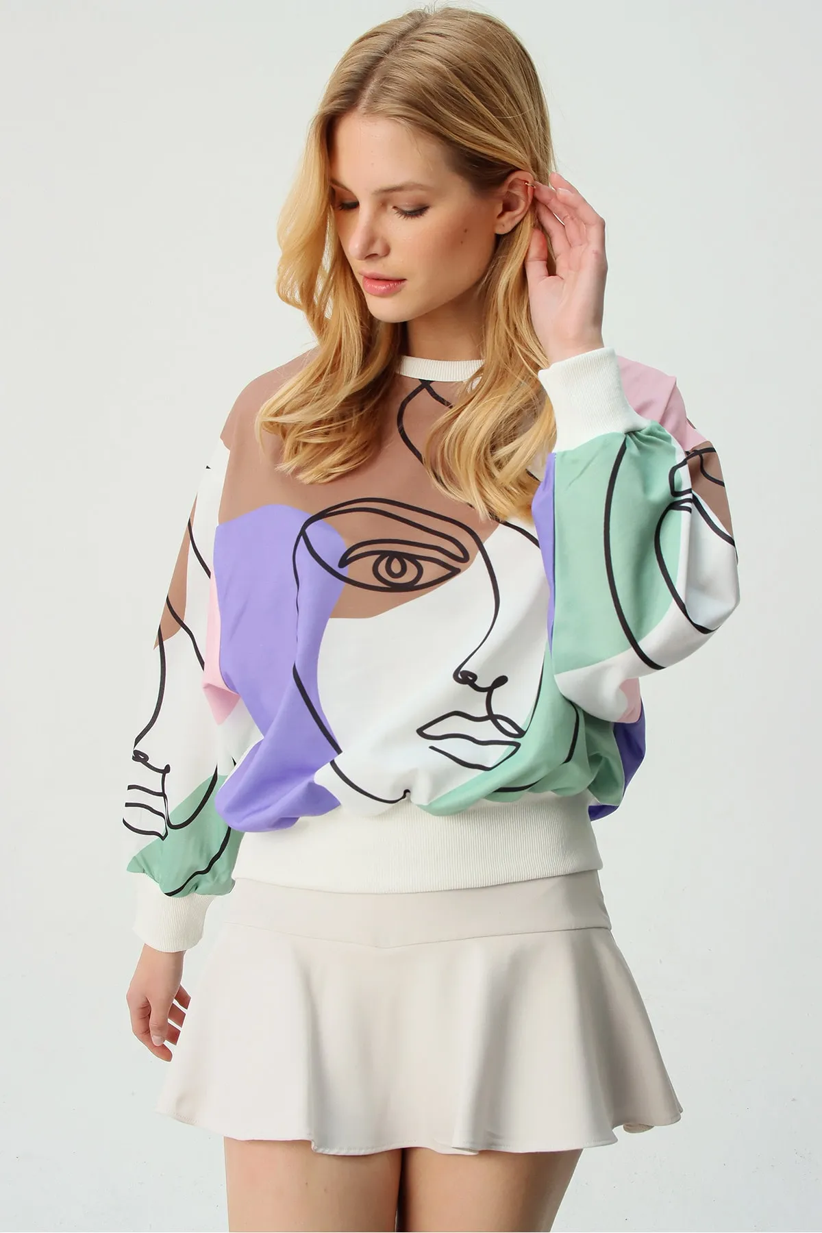 Trend Alaçatı Stili  Sweatshirt - Mehrfarbig - Oversized