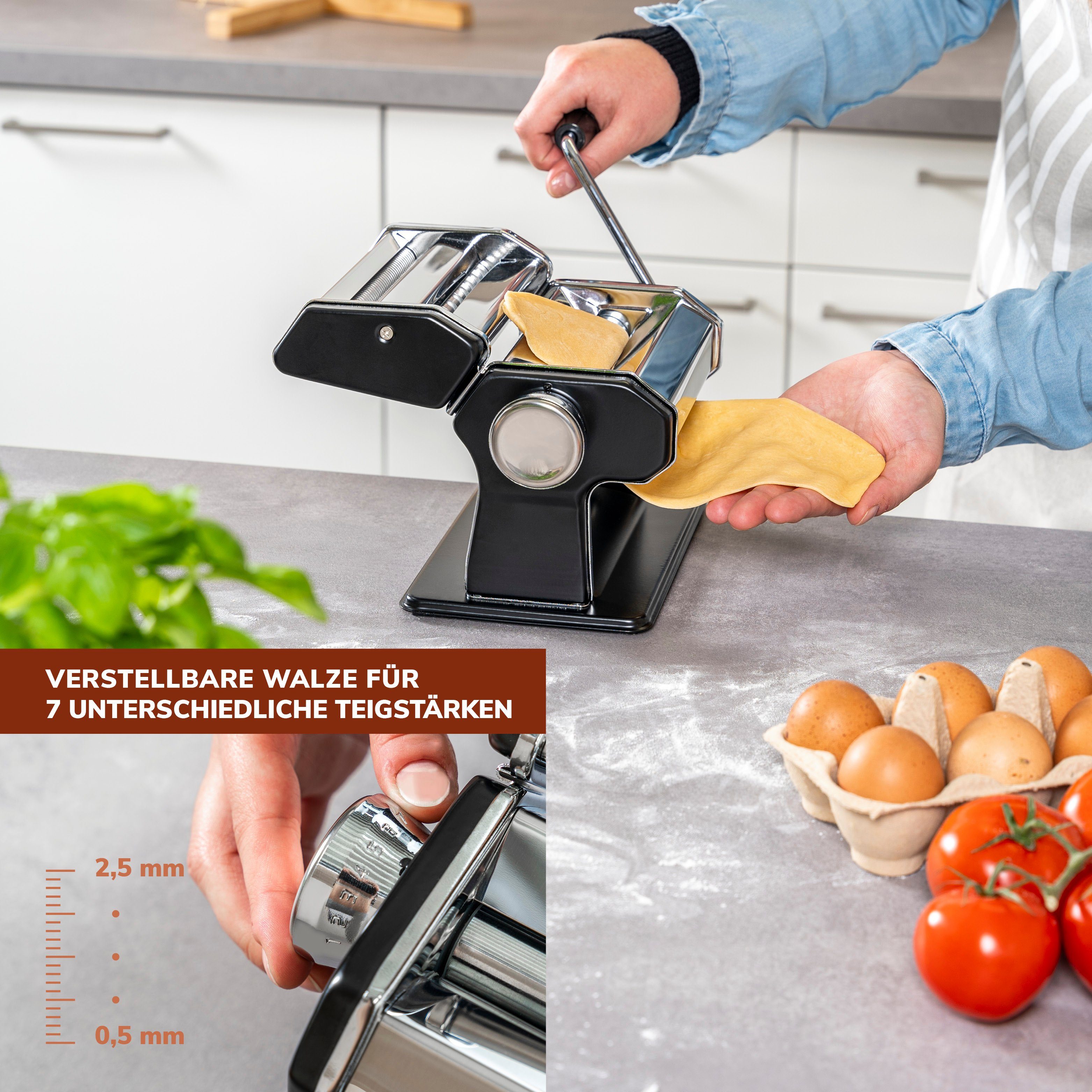bremermann Nudelmaschine bremermann Nudelmaschine matt schwarz/Edelstahl - für Spaghetti, Pasta